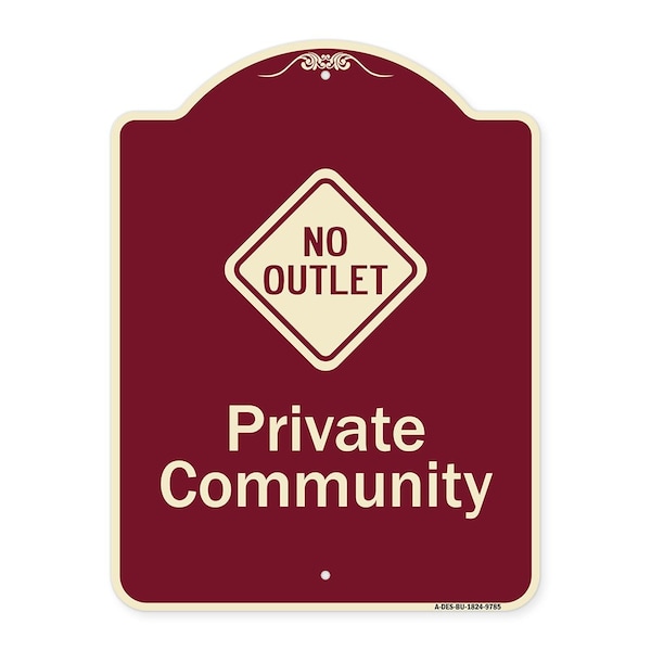 Signmission Designer Series-Private Community With No Outlet Symbol, 24" x 18", BU-1824-9785 A-DES-BU-1824-9785 - main